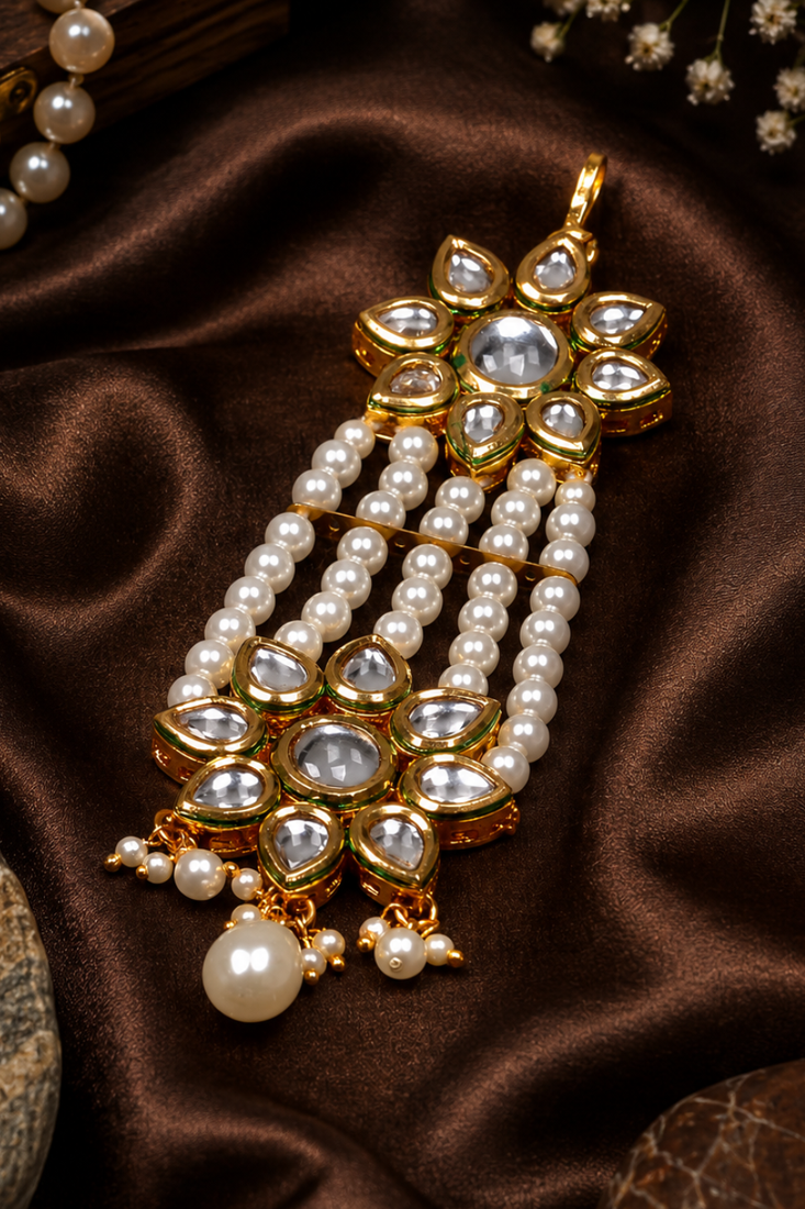 Royal Kundan Jhoomer with Pearl Drops