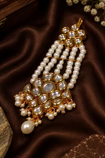Ethnic gold plated kundan jhoomer