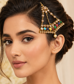 Regal triangle kundan stone jhoomer