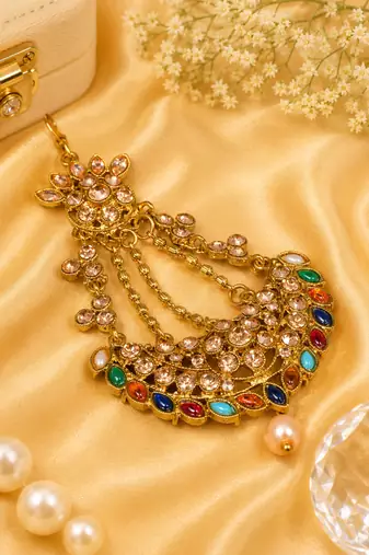 Navratna Royale Kundan Stone Jhoomer