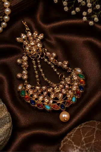 Navratna Royale Kundan Stone Jhoomer