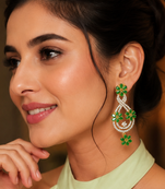 Emerald bloom cz dangler earrings