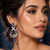 Sapphire bloom cz dangler earrings