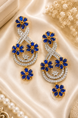 Sapphire bloom cz dangler earrings 2