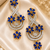 Sapphire bloom cz dangler earrings