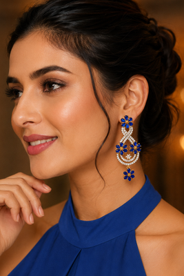 Sapphire bloom cz dangler earrings 3
