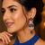 Sapphire bloom cz dangler earrings