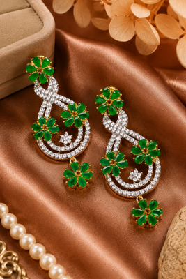 Emerald bloom cz dangler earrings 4