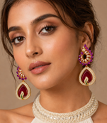 Ruby Blossom American Diamond Earrings