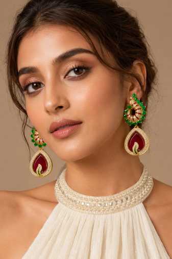 Emerald majesty diamond drop earrings