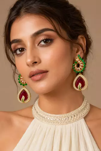 Emerald majesty diamond drop earrings