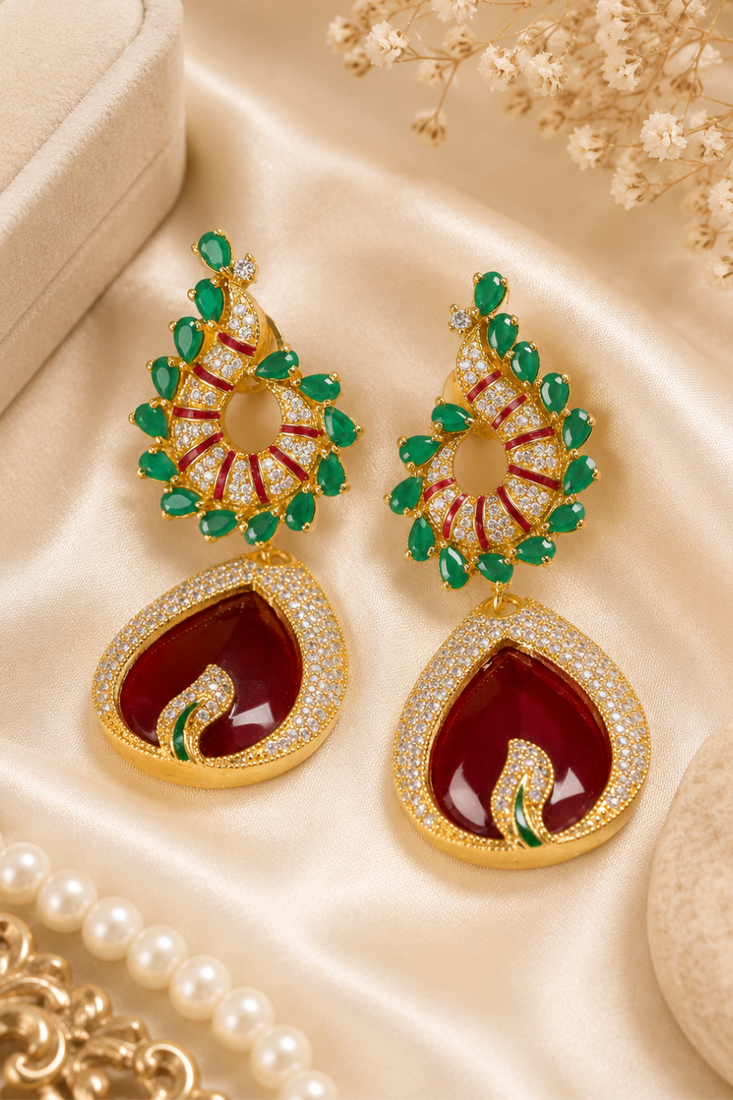 Emerald majesty diamond drop earrings