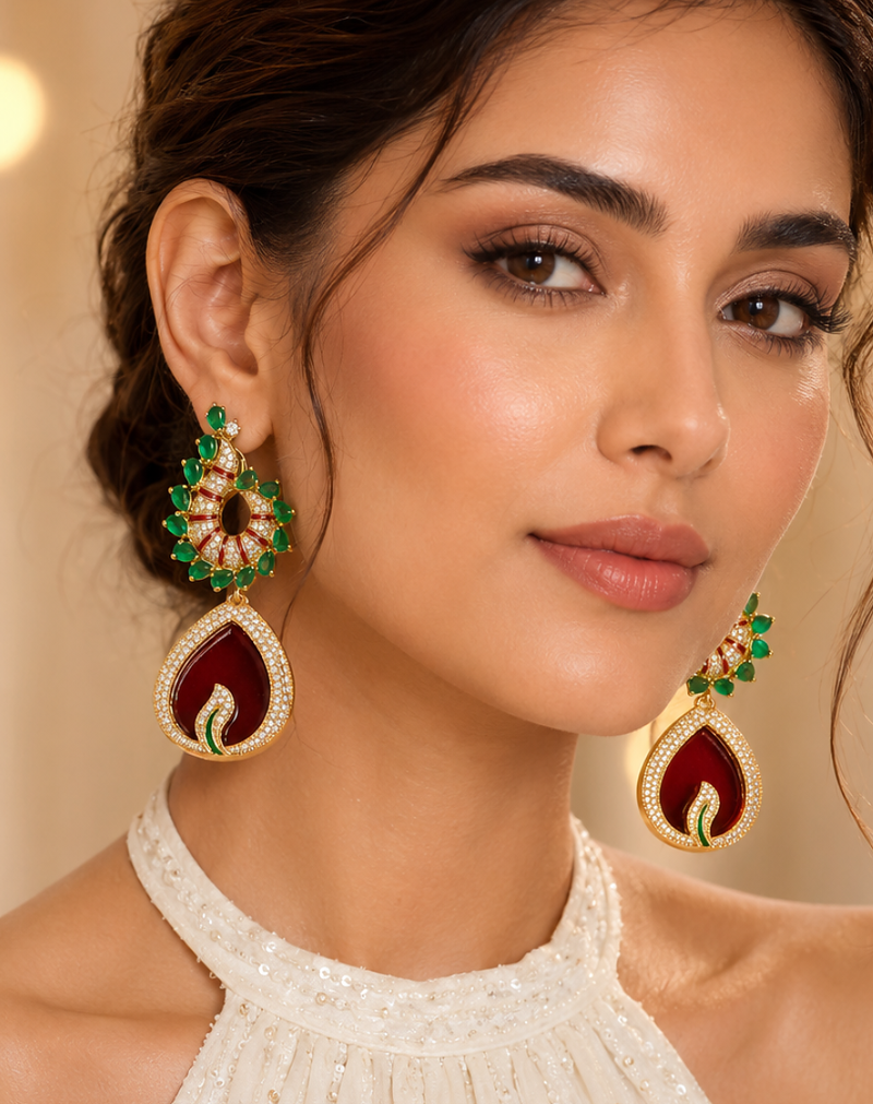 Emerald majesty diamond drop earrings