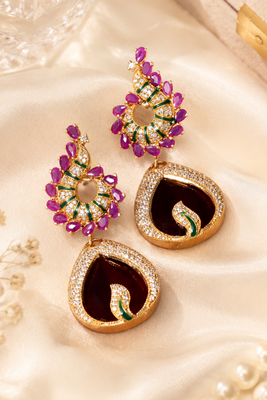 Ruby Blossom American Diamond Earrings 4