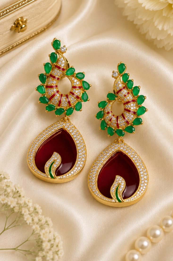 Emerald majesty diamond drop earrings