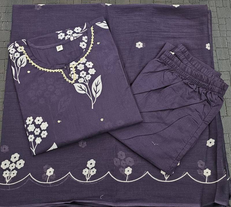 Beautiful purple kurta set with pant and dupatta