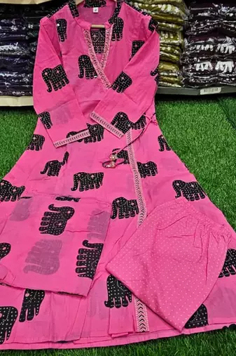 Beautiful pink 3-piece pure cotton kurta set