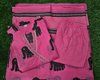 Beautiful pink 3-piece pure cotton kurta set 5