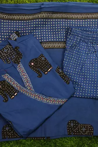 Beautiful blue 3-piece pure cotton kurta set