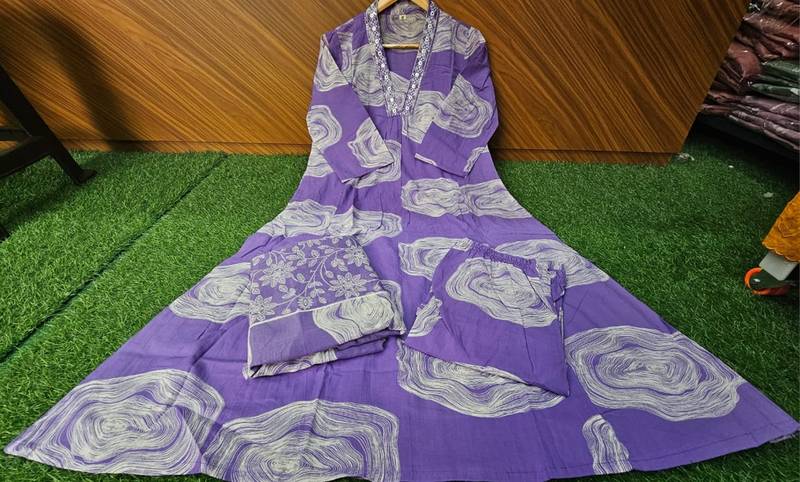 Beautiful levendar 3-piece pure cotton kurta set