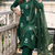 Beautiful  a dark green cotton kurta pant set featuring white floral embroidery and a matching dupatta
