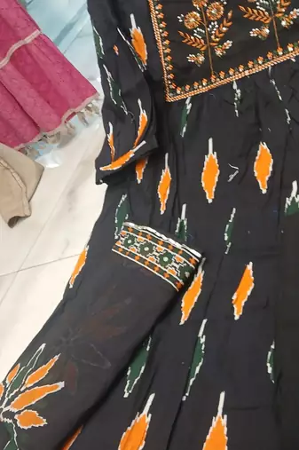 Beautiful premium black printed &  embroidered cotton kurta set with dupatta