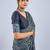 Blue chiffon ajrak printed saree with unstitched blouse