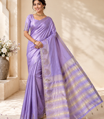 lavender fancy with tassels on pallu tussar silk saree