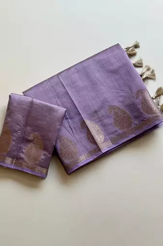 lavender fancy with tassels on pallu tussar silk saree