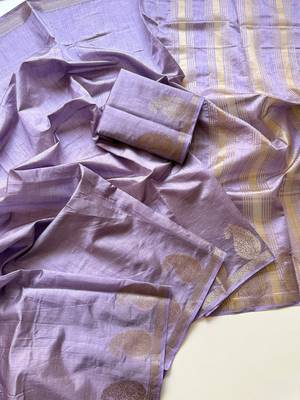 lavender fancy with tassels on pallu tussar silk saree 4