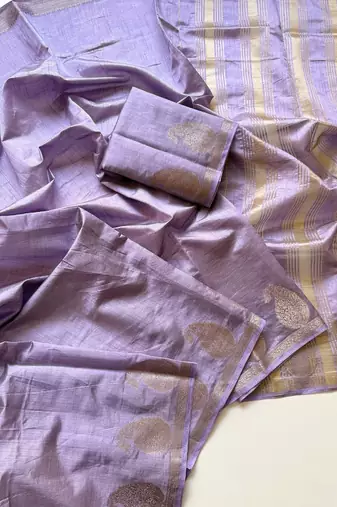 lavender fancy with tassels on pallu tussar silk saree