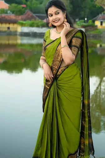 Mahendi weaving cotton silk ethnic saree with blouse