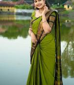 Mahendi weaving cotton silk ethnic saree with blouse