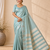sky blue fancy with tassels on pallu tussar silk saree