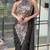 Black embroidered silk ready to wear saree with blouse