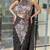 Black embroidered silk ready to wear saree with blouse