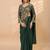 Green embroidered faux georgette ready to wear saree with blouse