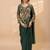 Green embroidered faux georgette ready to wear saree with blouse