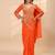 Orange embroidered faux georgette ready to wear saree with blouse