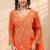 Orange embroidered faux georgette ready to wear saree with blouse