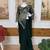 Green embroidered faux georgette ready to wear saree with blouse