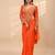 Orange embroidered faux georgette ready to wear saree with blouse
