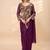 Wine embroidered faux georgette ready to wear saree with blouse