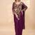 Wine embroidered faux georgette ready to wear saree with blouse