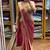 Peach embroidered satin ready to wear saree with blouse