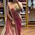 Peach embroidered satin ready to wear saree with blouse