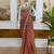 Peach embroidered satin ready to wear saree with blouse