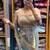 Blue embroidered satin ready to wear saree with blouse