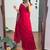 Red embroidered faux georgette ready to wear saree with blouse