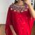 Red embroidered faux georgette ready to wear saree with blouse